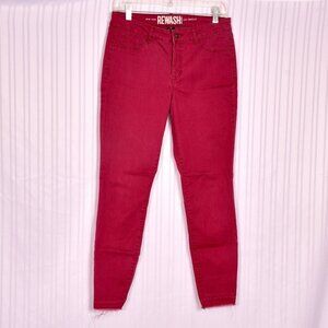 New York Rewash Wine Jeans Raw Hem Size 9